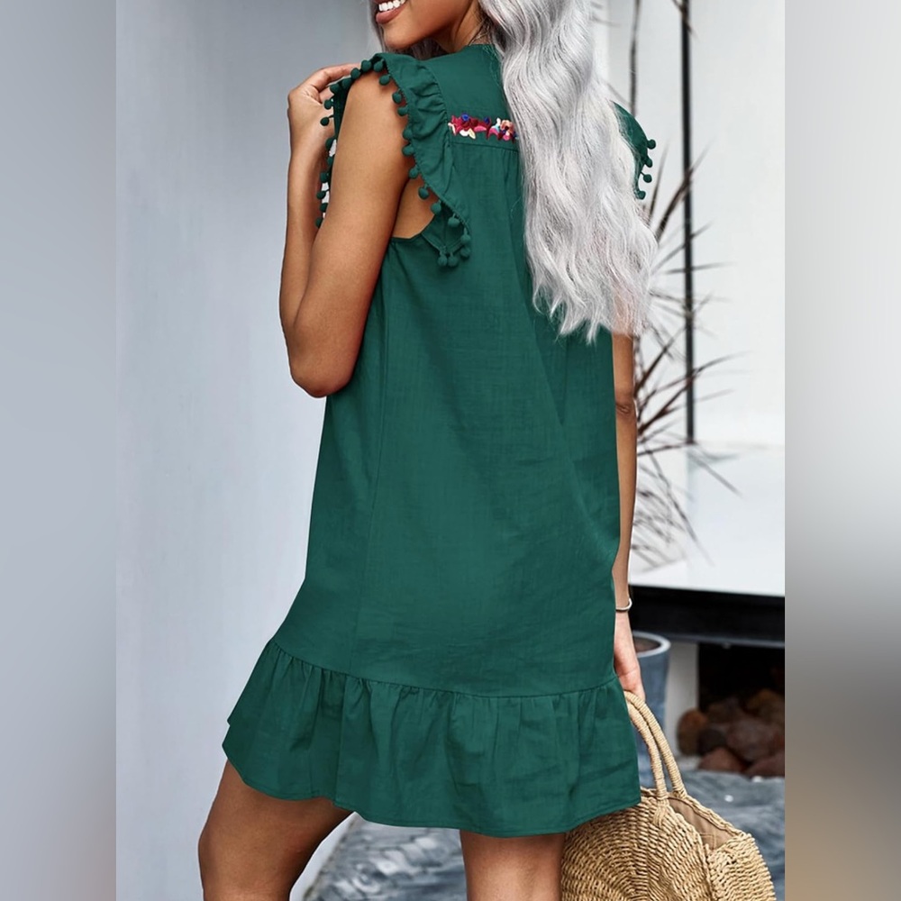 Floral Embroidered Ruffle Shift Dress - Picture 4 of 4